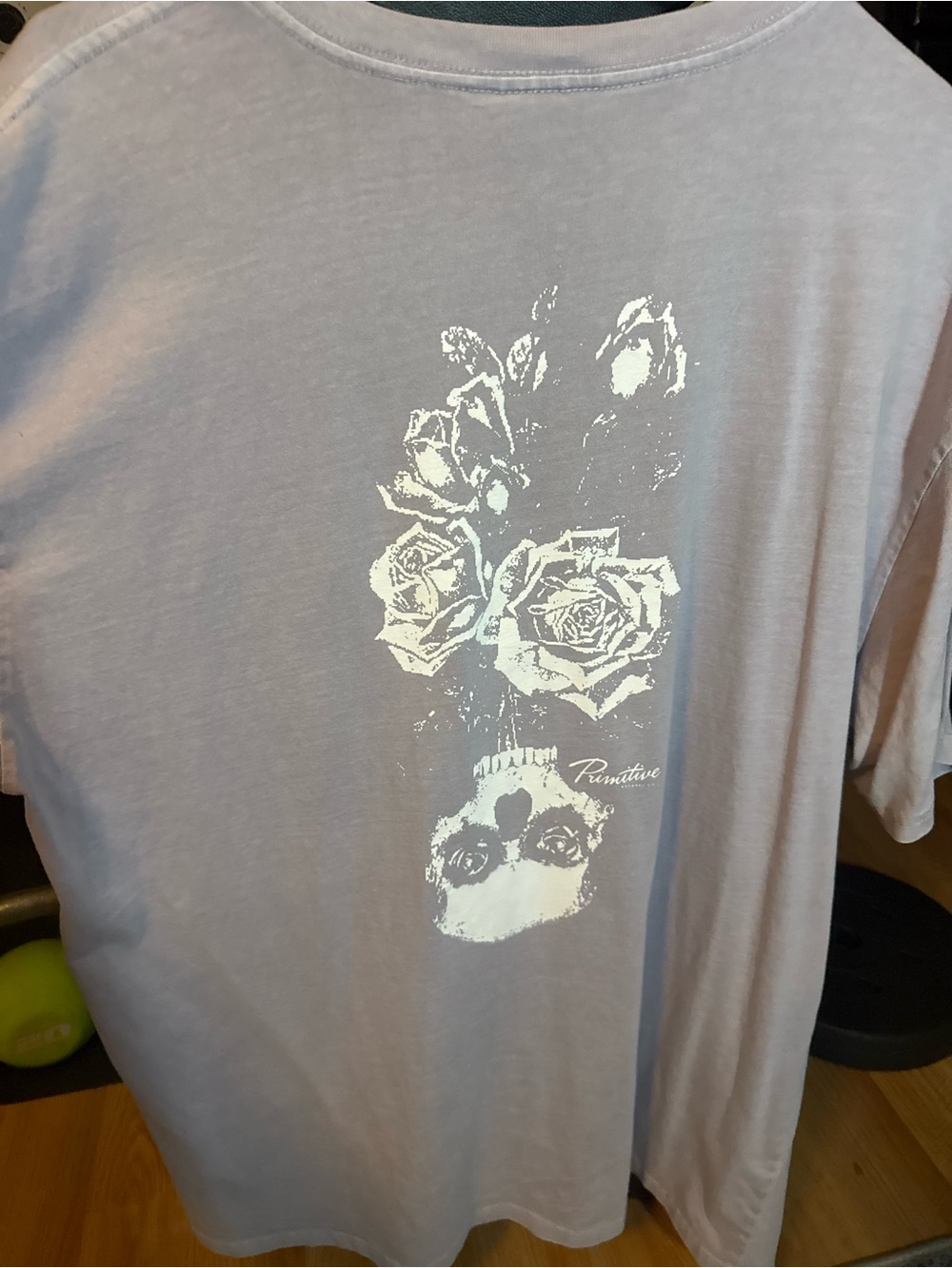 Primitive Men’s Light Purple Short Sleeve Tee with White Skull & Rose Graphic